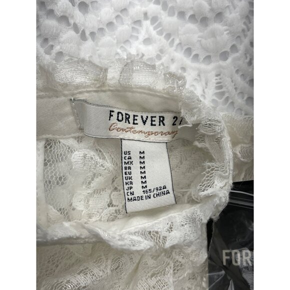 Forever 21 Women's White Long Sleeve Cropped Lace Blouse Size M NWT - Picture 6 of 7